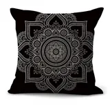 Kissenbezug 80x80 Black White Mandala Kopfkissenbezug 80x80 Sanft Baumwolle Leinen sofakissen mit Reißverschluss Dauerhaft Kissenbezüge 80x80 Knitterfreie Starke Atmungsaktivität Couchkissen 1 Pcs