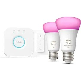Philips Hue White & Col. Amb. E27 2er inkl. Dimmer Switch 75W Starter Set warmweiß