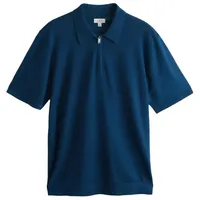Next Poloshirt Signature Merino-Poloshirt mit Viertel-RV (1-tlg) blau XS