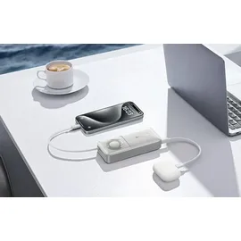 Baseus Free2Pull Powerbank mit Usb-c-anschluss und einziehbarem USB-C-Kabel - grau