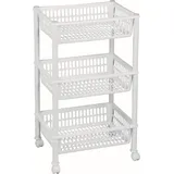 Plast Team Aufbewahrungs-Trolley, mit 3 Körben, weiß