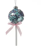 MARELIDA Weihnachtsbaumschmuck Lolli Cake Pop mit Perlen Glas Christbaumschmuck (Hellblau)