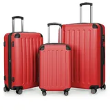 Hauptstadtkoffer Hartschalen-Trolley Spree, 4 Rollen, Kofferset 3tlg Hartschalenkoffer, Erweiterung, ABS, TSA rot