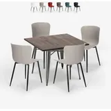 Set quadratischer tisch 80x80cm industriedesign 4 stühle anvil Farbe: Grau