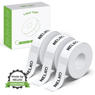 NELKO Original P21 Etikettenband-Ersatz, adaptiertes Etikettendruckpapier, 14 x 40 mm, Standard-laminiertes Büro-Etikettierband, Mehrzweck, P21, 180 Etiketten/Rolle, 3 Rollen, Weiß