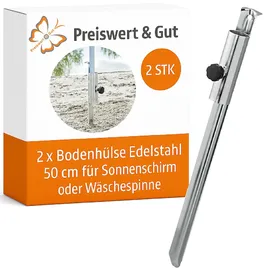 PRO PLUS Bodenhülse Edelstahl 50 cm Silber