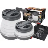 Faltbarer Reise-Wasserkocher Silikon 0,6L 750W - Kompakt, Sicher - Silber