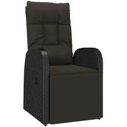 vidaXL Garten-Liegestuhl mit Auflage Poly Rattan Schwarz