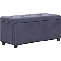 Ottoman mit Stauraum 87,5 cm Grau Wildleder-Optik - Grau