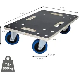 ECD Germany Transportroller 35 x 50 cm bis 800 kg Siebdruckplatte - PP-Räder Rollbrett Transporthilfe für Umzug Möbel-Transport