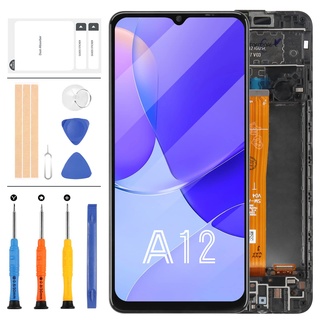 LADYSON Bildschirm-Ersatz für Samsung Galaxy SM-A125 A12 A125 A125F A125U A125M A125F/DS A125F/DSN LCD-Display, Touch-Digitizer, Vollglas-Montage, mit kostenlosen Werkzeugen + Rahmen