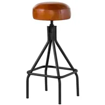 MASSIVMOEBEL24.DE Barhocker Echtleder 36x36x76 cognac IRON LABEL #20