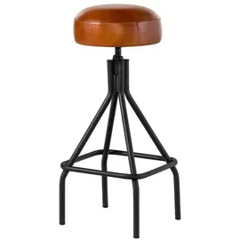MASSIVMOEBEL24.DE Barhocker Echtleder 36x36x76 cognac IRON LABEL #20