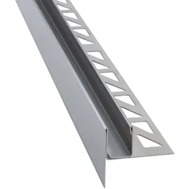 Dalsys Gefällekeil Dusche 120cm, Höhe 19mm, Links Silber U-Profil Zur Glasaufnahme für ebenerdige Dusche, aus korrosionsbeständigem V2A Edelstahl