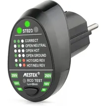 sollbry Steckdosentester, rcd Automatischer Neutralleiter-Erdungsdraht-Teststromkreis-Polaritätsdetektor-Ausgangstester (EU-Stecker)