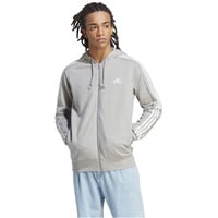 Adidas Essentials French Terry 3-Streifen Kapuzenjacke Medium Grey Heather / White XS