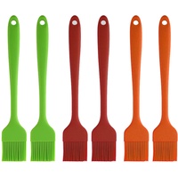 XNIVUIS 6 Stück Backpinsel Silikonpinsel Silikon Backpinsel, Basting Gebäckbürste Küchenpinsel, Grillbürste Silikonpinsel Küche Gebäck Kochbürste für Kochen, Backen, Grillen (Rot, Grün, Orange)