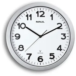 Jakob Maul GmbH MAUL Wanduhr MAULstep, Wand, Quarzuhr, Kreis, Silber, Weiß, Kuns