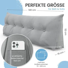 eloneo Rückenkissen – Keilkissen fürs Bett & Sofa, abnehmbarer Bezug, praktisches Seitenfach 1 St Kissen