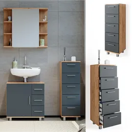 Vicco Ilias Badschrank 30 x 95 cm Anthrazit/Eiche MDF/Spanplatte/Massivholz