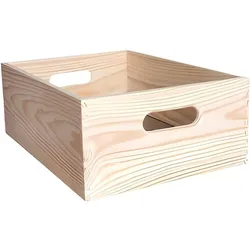 Wellhome Stapelbare Aufbewahrungsbox aus massivem Kiefernholz 40x30x15 cm