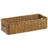 KOMBIUDA Geflochtener Aufbewahrungskorb Aus Leichtem Pp-rattan Handgewebter Organizer Mit Zwei Griffen Stabiler Würfel Zum Stauraum Für Desktop Snacks Kosmetik Und Spielzeug