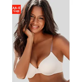 LASCANA Schalen-BH "Ela", Damen, Gr. 75, Cup E, beige (puder), Microtouch, Obermaterial: 82% Polyamid (TACTEL), 18% Elasthan (LYCRA), Basic, BHs Schalen-BH, mit transparenten Trägern, perfect basic mit Bügel, Sommer