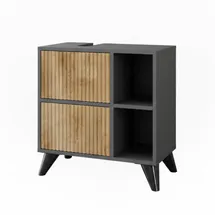 Vicco Waschbeckenunterschrank Leano Anthrazit/Bergeiche 60 x 62 cm mit 2 Schubladen