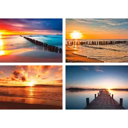 Poster ARTLAND "Ostsee Strand Sonne Sonnenuntergang", rot (farbe bild(er): rot), B:29,7cm H:21cm, Papier, Bilder, Poster, Wandbild, Bild, Wandposter