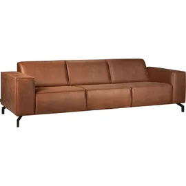 Home Affaire 3-Sitzer HOME AFFAIRE "Lorcan 257 cm, weiches Sitzgefühl", cognac, B:257cm H:77cm T:93cm, 35% LEATHER, 65% PES, Sofas, mit schwarzen Metallfüßen, Lederoptik und in weichem Strukturstoff