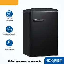 Exquisit RKS120-V-H-160E Retro-Kühlschrank (122 l, 895 mm hoch, Mattschwarz)