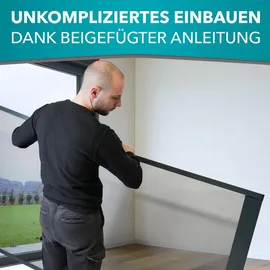 APANA Fliegengitter Insektenschutz Tür Alurahmen auf Maß Mückengitter Balkontür,Farbe:anthrazit (RAL7016),Größe (Breite x Höhe):120 x 240 cm – Schwarz