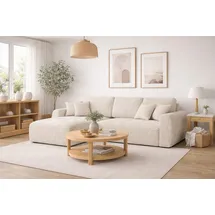 kaiser möbel Ecksofa mit Schlaffunktion und Bettkasten Ivo L aus Chenille-Stoff Artico, Ecksofa mit Schlaffunktion, integrierter Stauraum,mit Schlaffunktion,pflegeleichter Chenille-Stoff beige