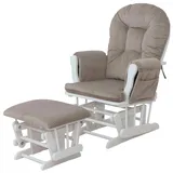 Mendler Relaxsessel HWC-C76, Schaukelstuhl Sessel Schwingstuhl mit Hocker Stoff Cord 320g/m2 hellgrau Gestell weiß