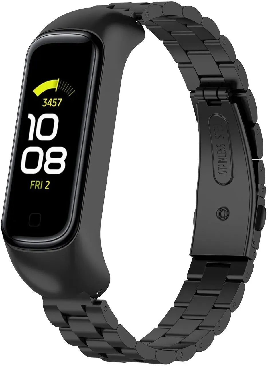 Strap-it Samsung Galaxy Fit 2 Armband Stahl für Samsung Galaxy Fit 2 - Schwarz - Butterfly-Verschluss