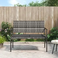 VidaXL Gartenbank 2-Sitzer mit Kissen Grau Poly Rattan