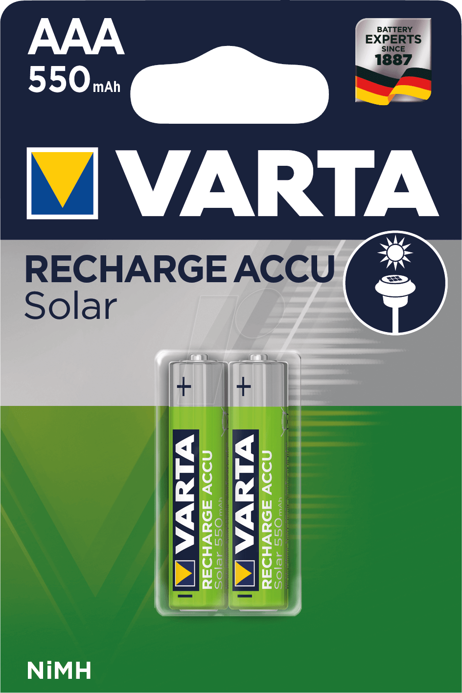 VAR SOL 2X550 - Solar, NiMh Akku, AAA (Micro), 550 mAh, 2er-Pack