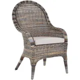 Krines Home Rattanstuhl Rattansessel hohe Rückenlehne Rattan Esszimmerstuhl Breite Armlehnen, Breite Armlehnen braun