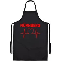 multifanshop Grillschürze - Nürnberg - Herzschlag - Druck rot - Schürze