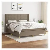 vidaXL Boxspringbett mit Matratze Taupe 180x200 cm Stoff