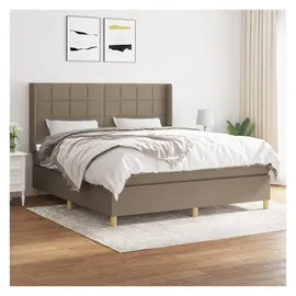 vidaXL Boxspringbett mit Matratze Taupe 180x200 cm Stoff