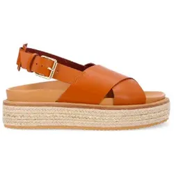 NO NAME für Damen. QNDVVC0 Braune Suna Leder Plateausandalen (40), 3 bis 5 cm, Schnalle, Lässig