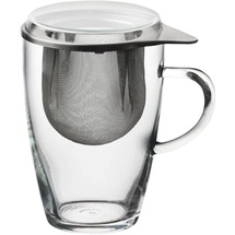 Bohemia Cristal Handelsges.mbH Teeglas mit Edelstahlsieb, 0.35 Liter, 130mm Höhe