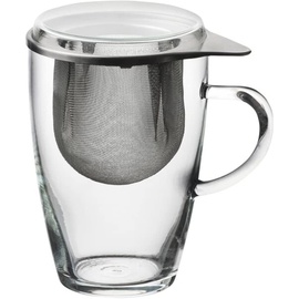Bohemia Cristal Handelsges.mbH Teeglas mit Edelstahlsieb, 0.35 Liter, 130mm Höhe
