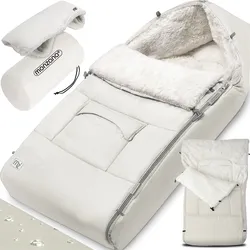 Babyfußsack Beige Kinderwagen geeignet mit Beutel