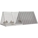 Tidyard Kaninchenstall Hasenstall Kaninchenkäfig Verzinkter Stahl Grau 201,5x80,5x71 cm