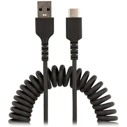 StarTech.com 50cm USB A auf USB C Kabel, hochbelastbares Spiralkabel für Laden &