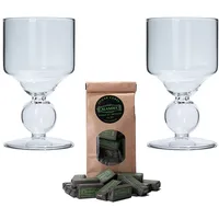 ALANDIA Absinth Gläser Set 2x Handgemachte Bubble Gläser mit Reservoir | 1x Zuckerwürfel | Professionelles Zubehör für das Trinkritual