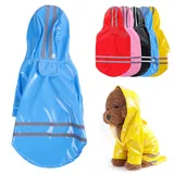 PLUS PO Regenjacke Hund Regenmantel Hunde Klein Hund Regenmäntel wasserdicht mit Kapuze Welpenregenmantel Haustier Regenmantel Blue,l