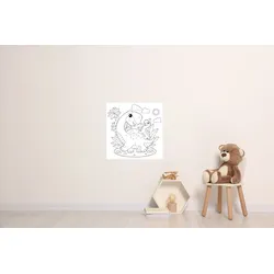 Wandsticker QUEENCE "Dinosaurier", weiß, B:45cm, Vinyl, Wandtattoos, DIY-Wandsticker zum Bemalen